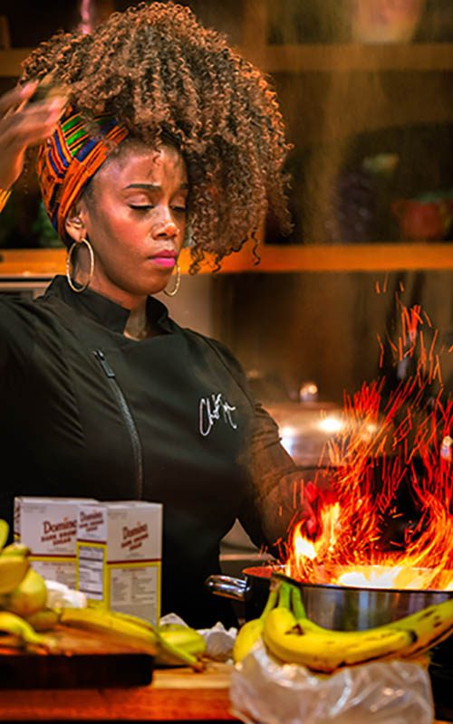 Chef Toya Performing Cooking Demo